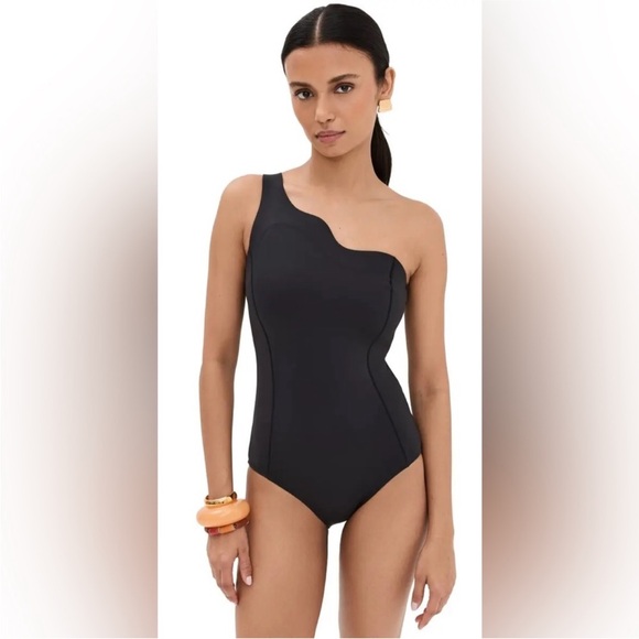 STAUD Black Asymmetrical One-Piece Swimsuit - Picture 3 of 14